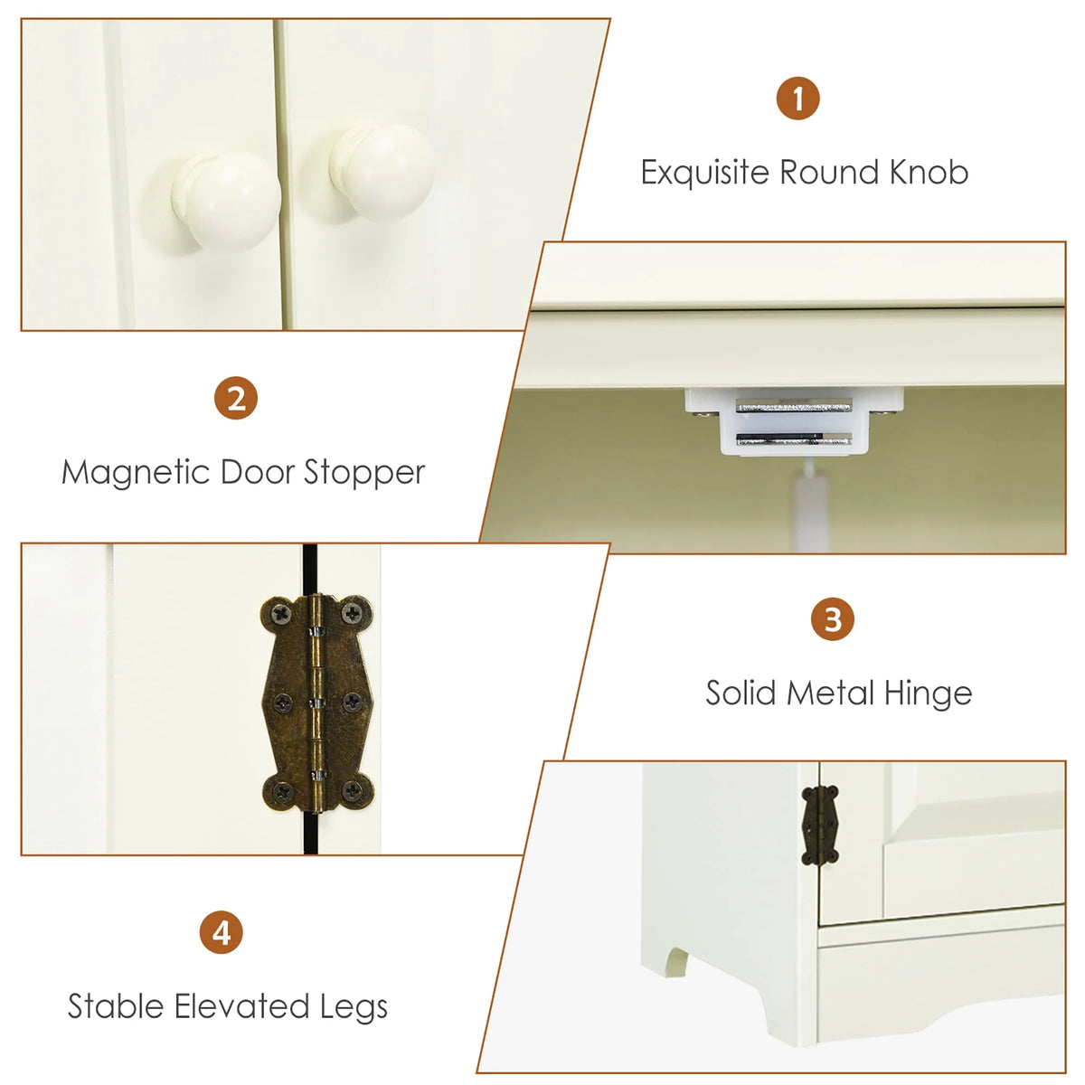 White 2-Door Accent Storage Cabinet with Adjustable Shelves Q7911