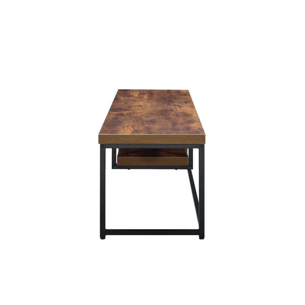 Brown Black Rectangular Wood Metal TV Stand with One Shelf Z305074