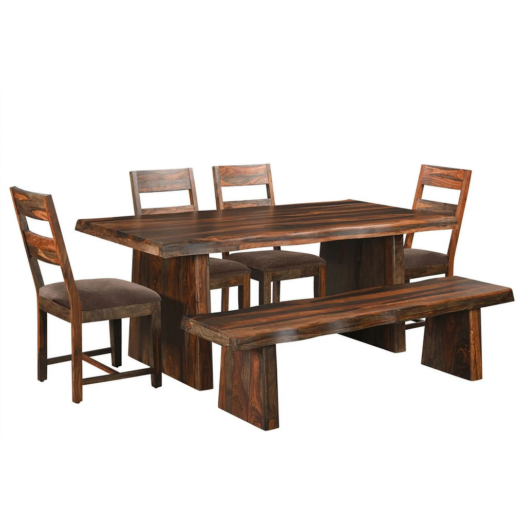 68" Live Edge Solid Wood Dining Bench in Dark Brown K45874
