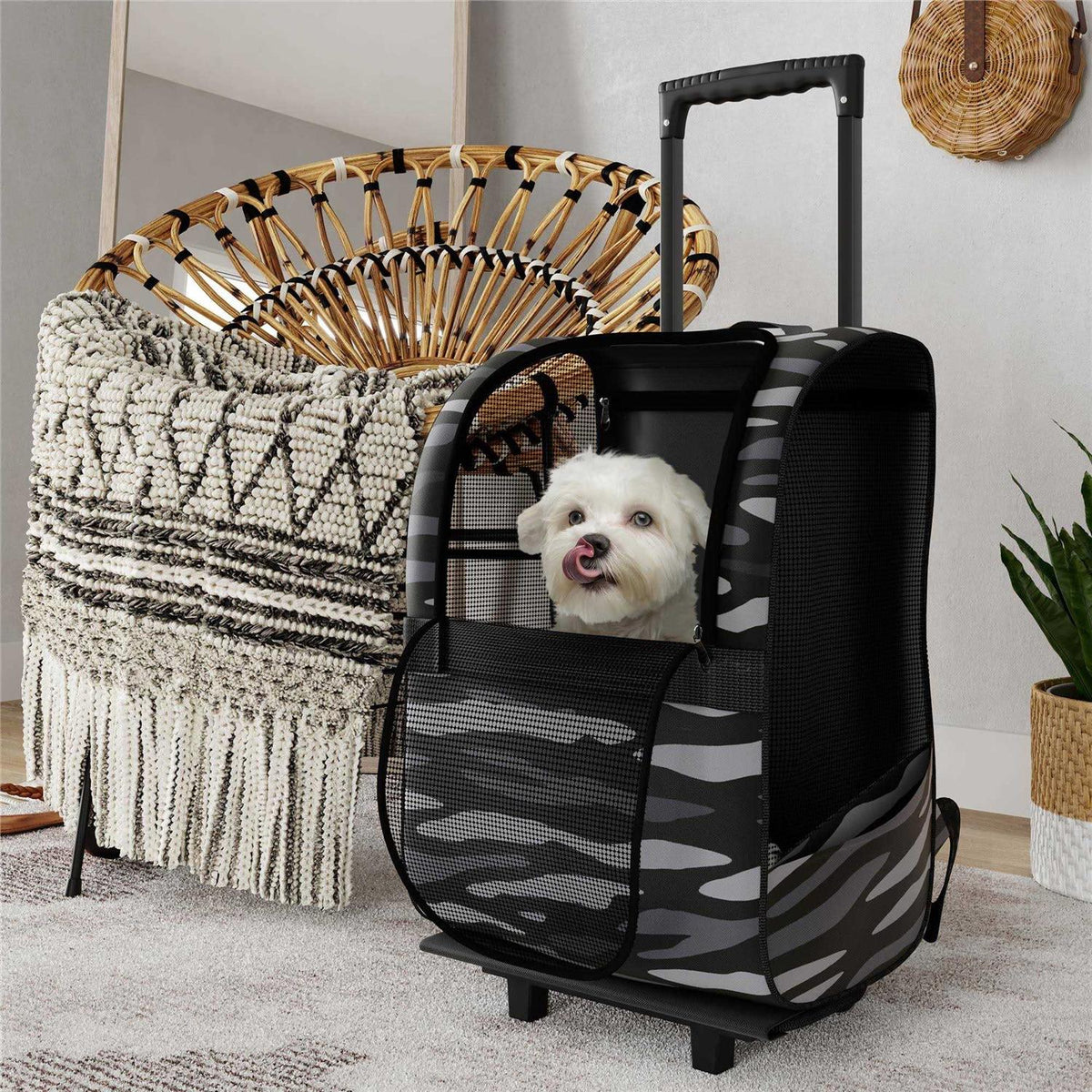 Pet Carrier Trolley with Shock Absorbent Wheels I207431