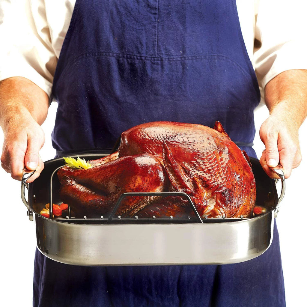 Large Stainless Steel Nonstick Roaster with Rack D116740