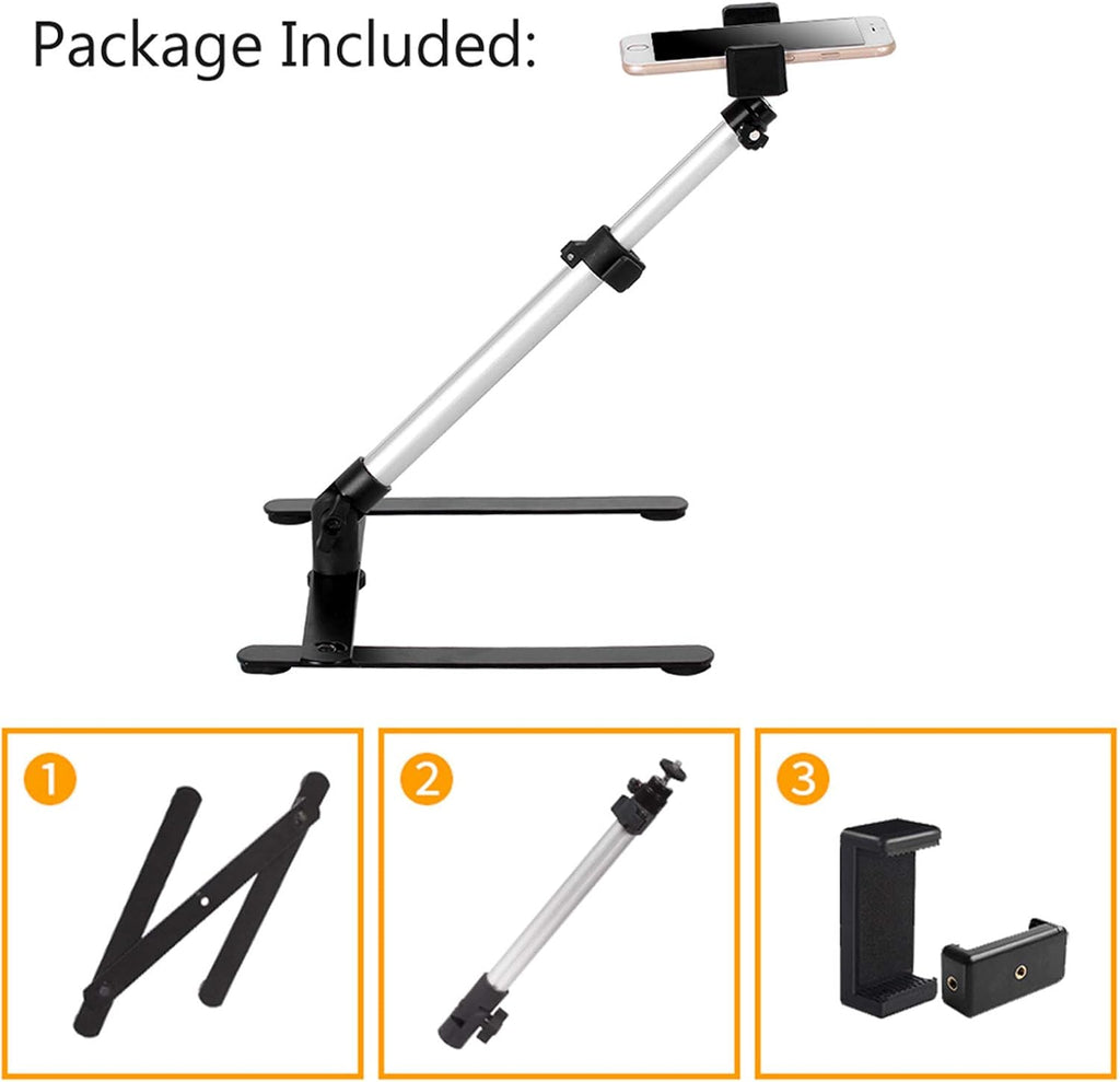Pack of 2 Adjustable Overhead Phone Tripod Stand with Cellphone Holder I364740