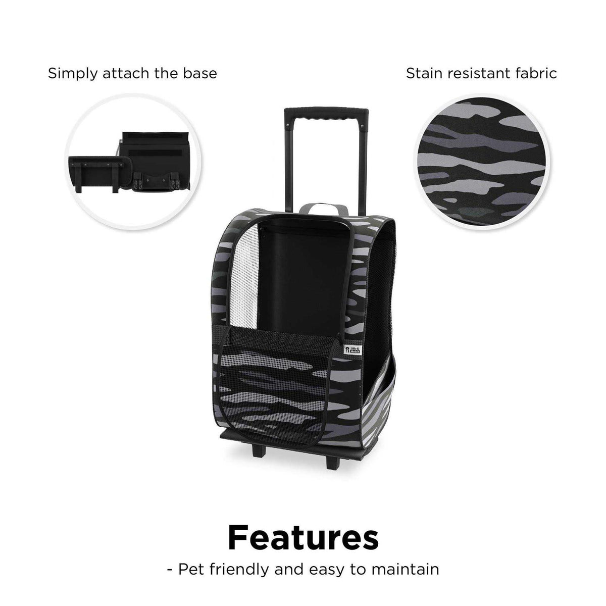 Pet Carrier Trolley with Shock Absorbent Wheels I207431