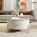 Modern Round Coffee Table with 2 Drawer, Sintered Stone Top, White V41697