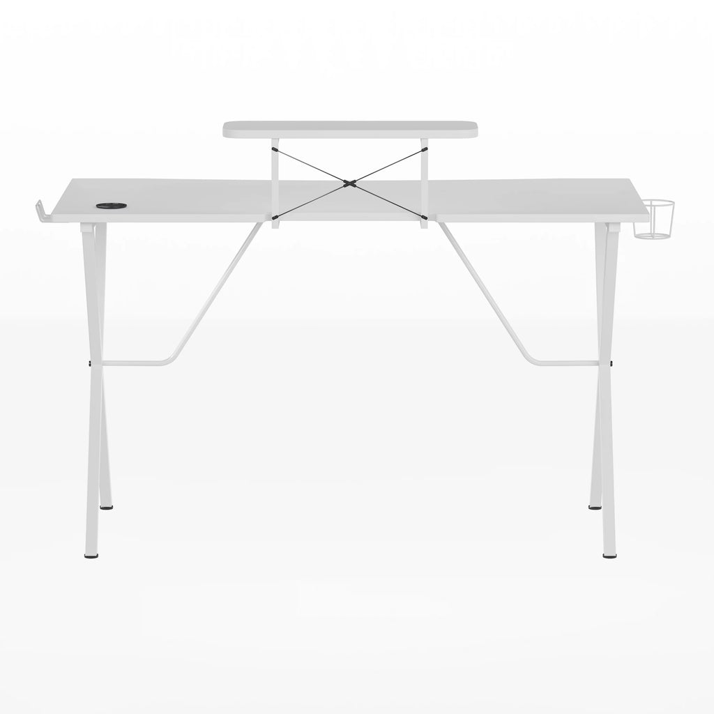 White Gaming Desk with Cup Holder C510086