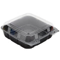 9" x 9" Black and Clear Hinged Take-Out Container B64574