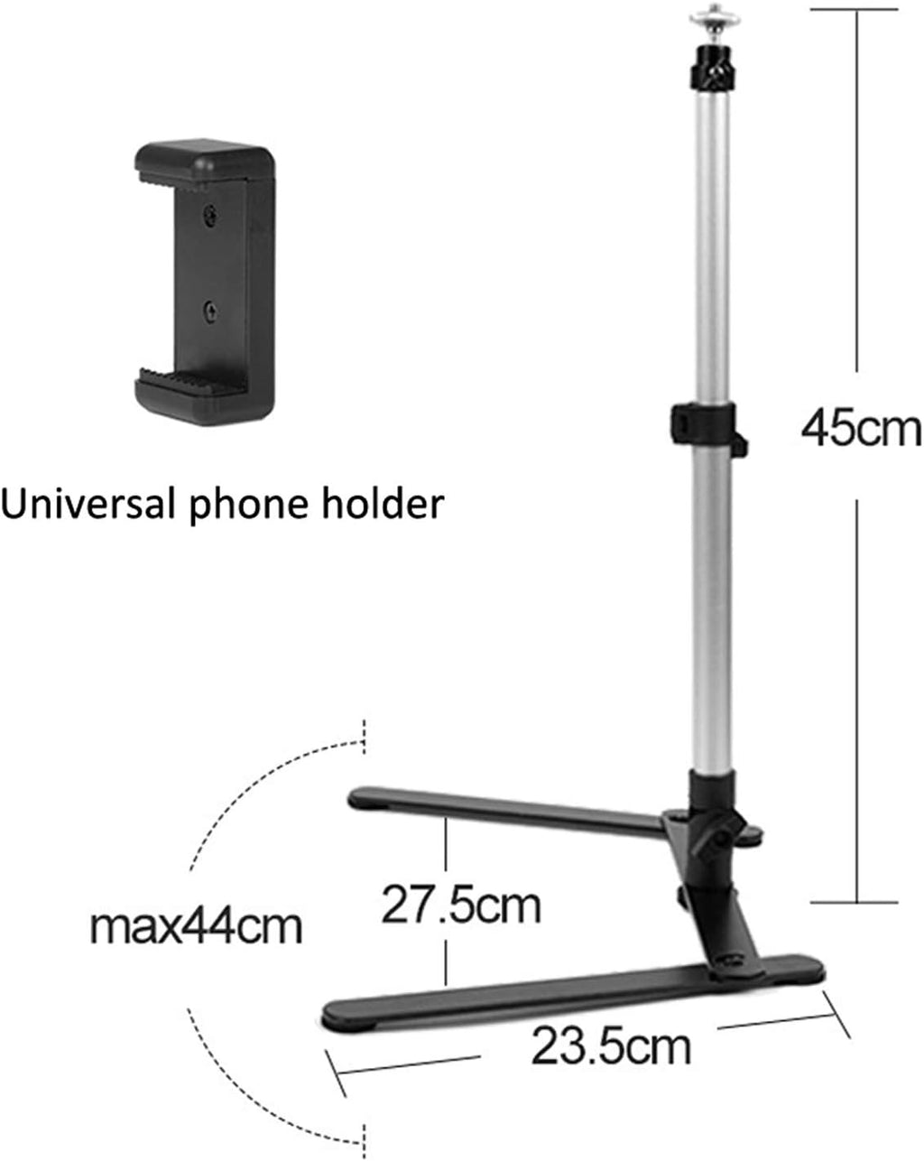 Pack of 2 Adjustable Overhead Phone Tripod Stand with Cellphone Holder I364740
