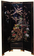 3-Panel Black Lacquer Floor Screen I887005