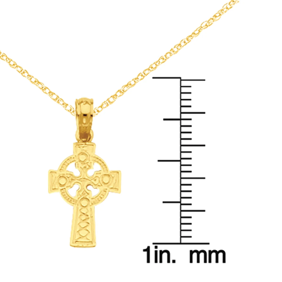 14 Karat Yellow Gold Celtic Cross Pendant with 18-inch Chain E79344