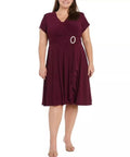Berry Short-Sleeve Dress, 18W I38134