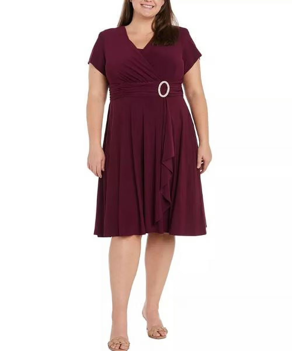Berry Short-Sleeve Dress, 18W I38134