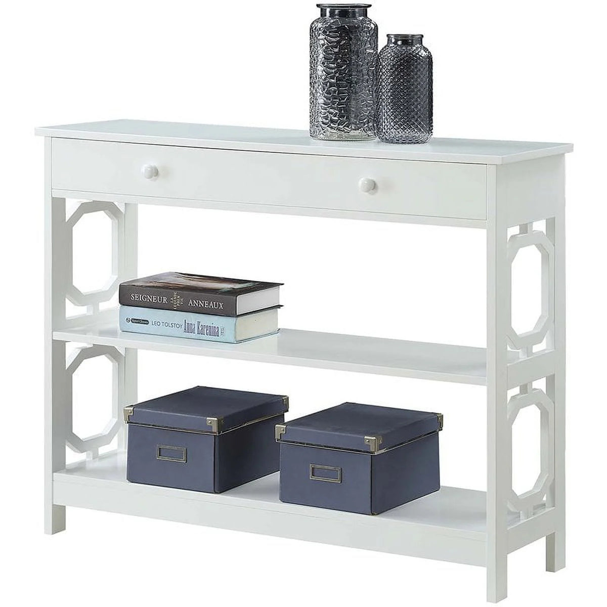 White Wood Storage Console Table I628643