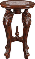 Marble-Topped Hardwood Pedestal Table F844