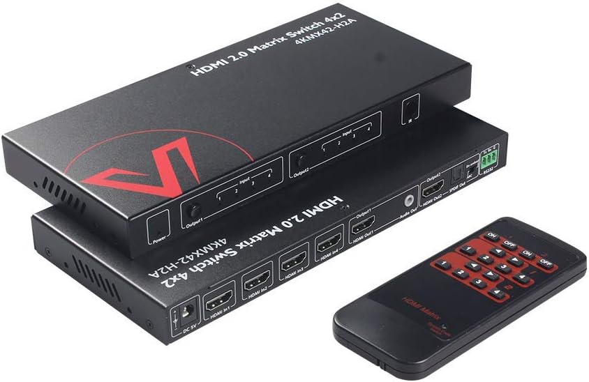 HDMI 2.0 Matrix Switch 4x2 4K@60Hz HDR ARC HDCP 2.2 18Gbps X1584