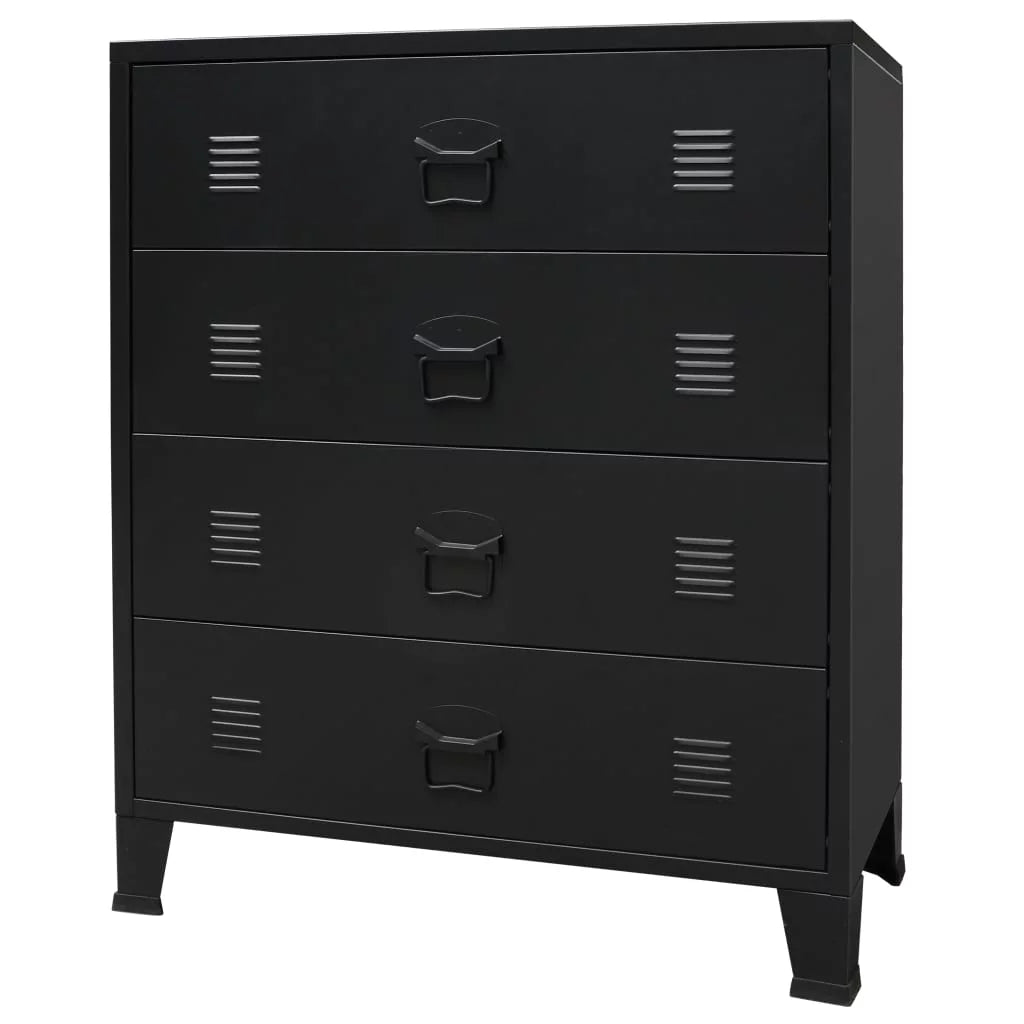 Black 4 Drawer Metal Dresser H977