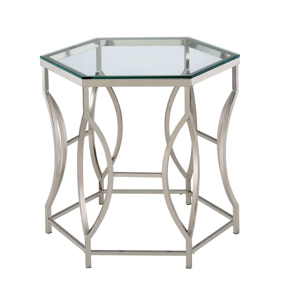 Chrome Glass Top End Table V156329