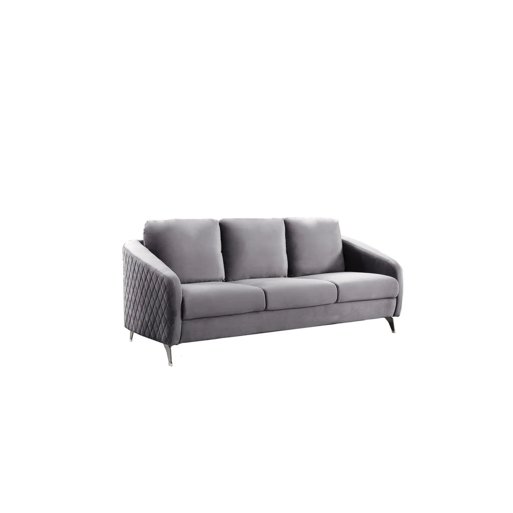 Grey Velvet Sofa Loveseat I21151