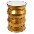 Antique Gold Iron Drum End Table with Glass Top S29667