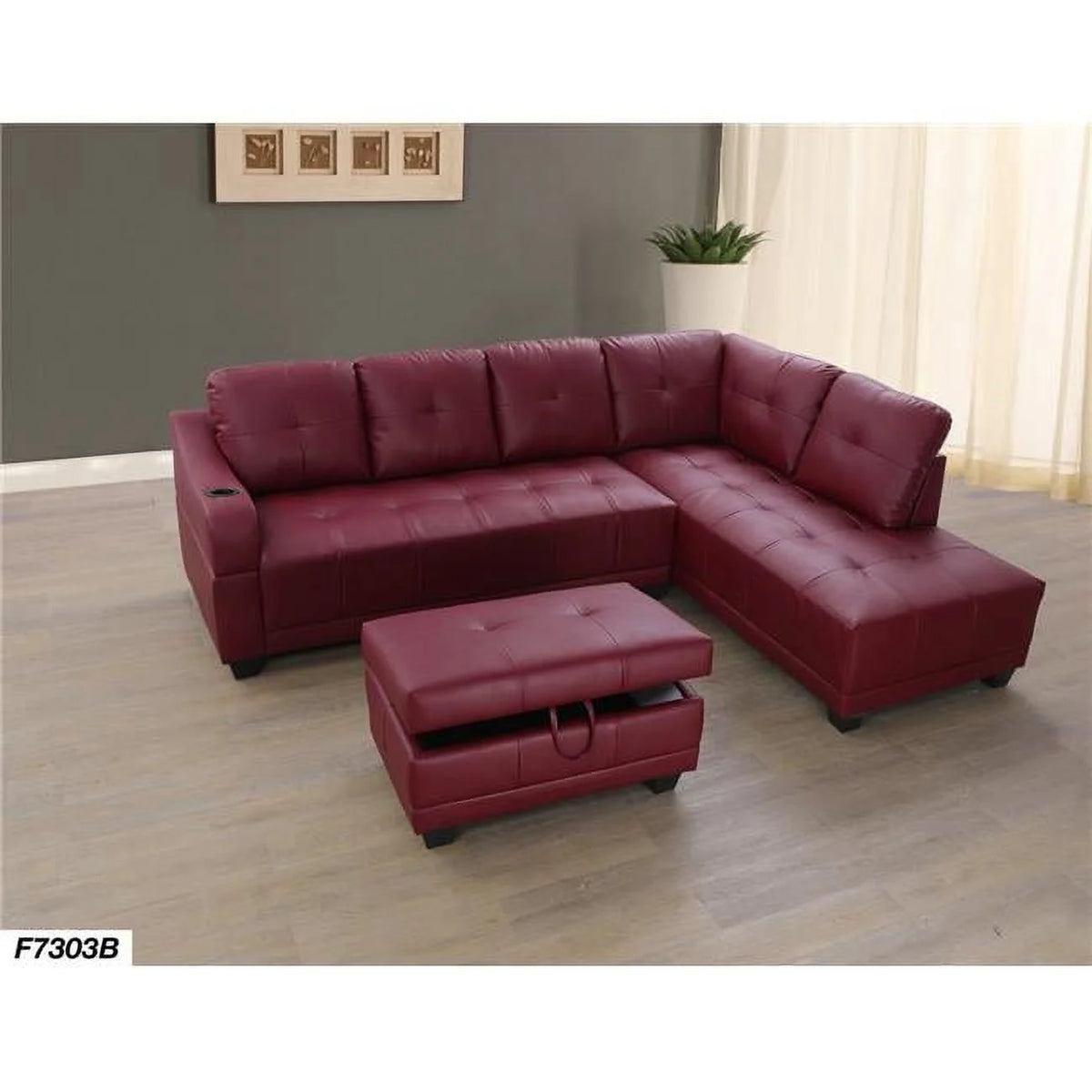 Right Facing Faux Leather Sectional Sofa Set S257