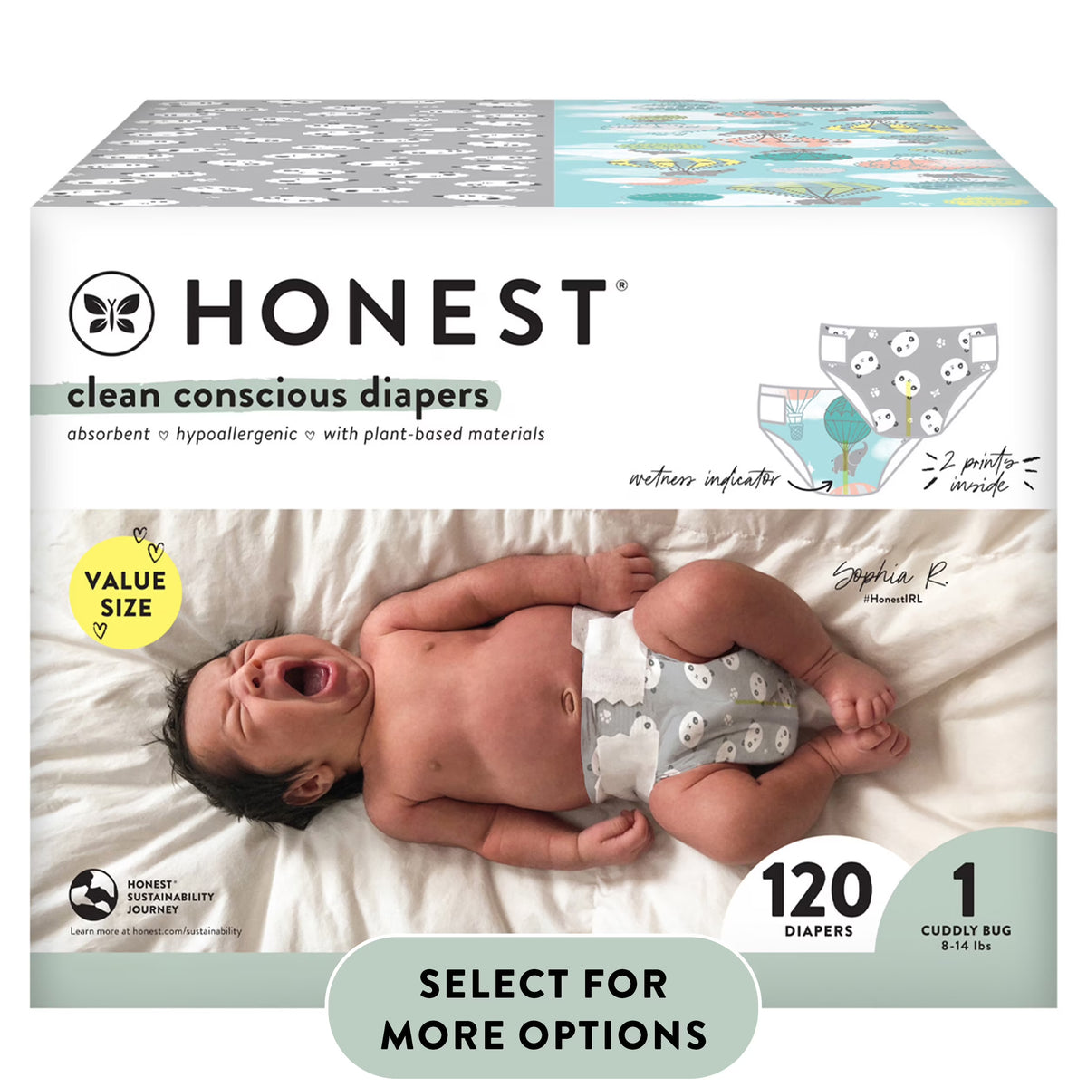 Disposable Baby Diapers, Size 1, 120 Count X77794