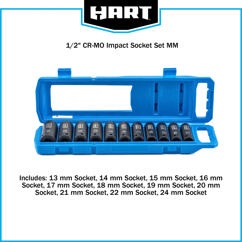 11 Piece 1/2 CR-MO Impact Rated Socket Set J87473