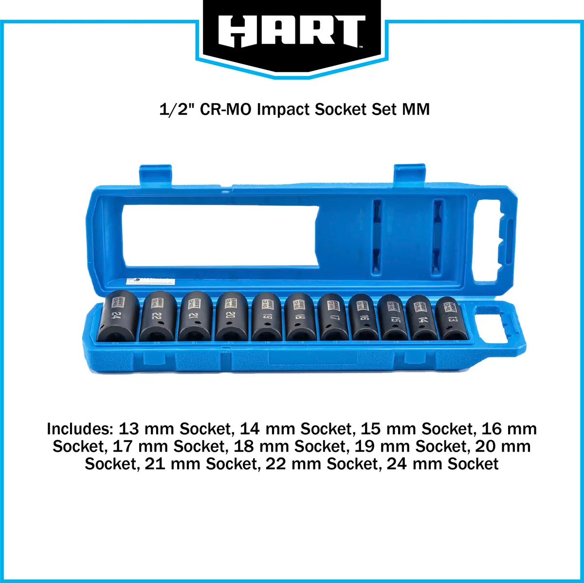11 Piece 1/2 CR-MO Impact Rated Socket Set J87473