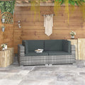 Gray Poly Rattan Patio Sofa Set with Cushions V262