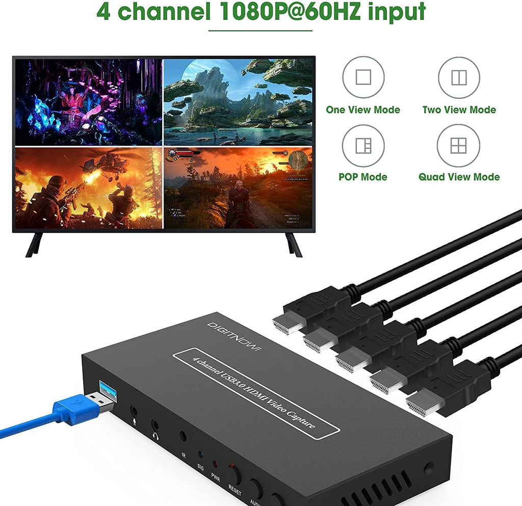 4 Channel USB3.0 HDMI Video Capture Card, 1080P 60fps Q62811
