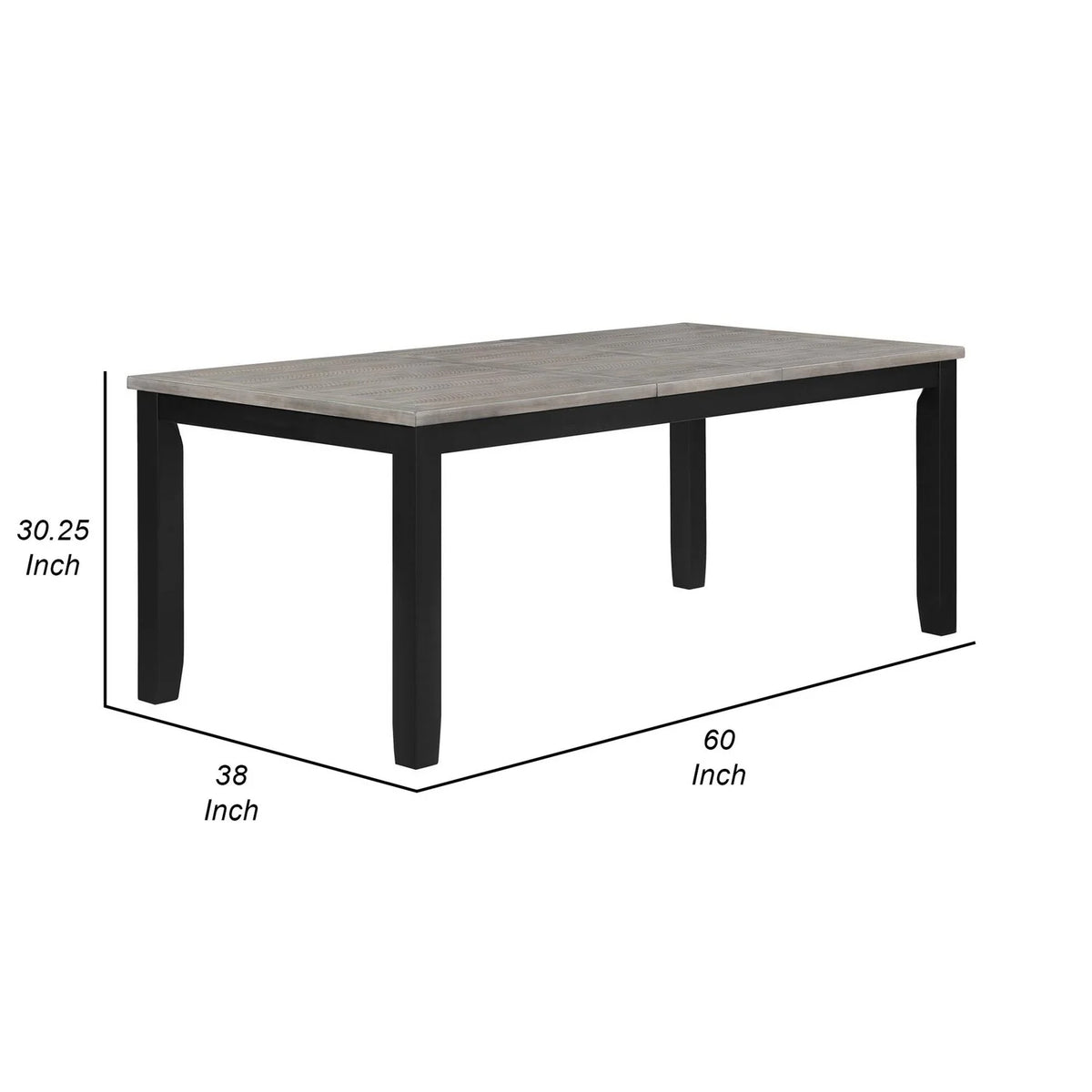 Gray & Black Hardwood MDF Extension Leaf Dining Table O74278