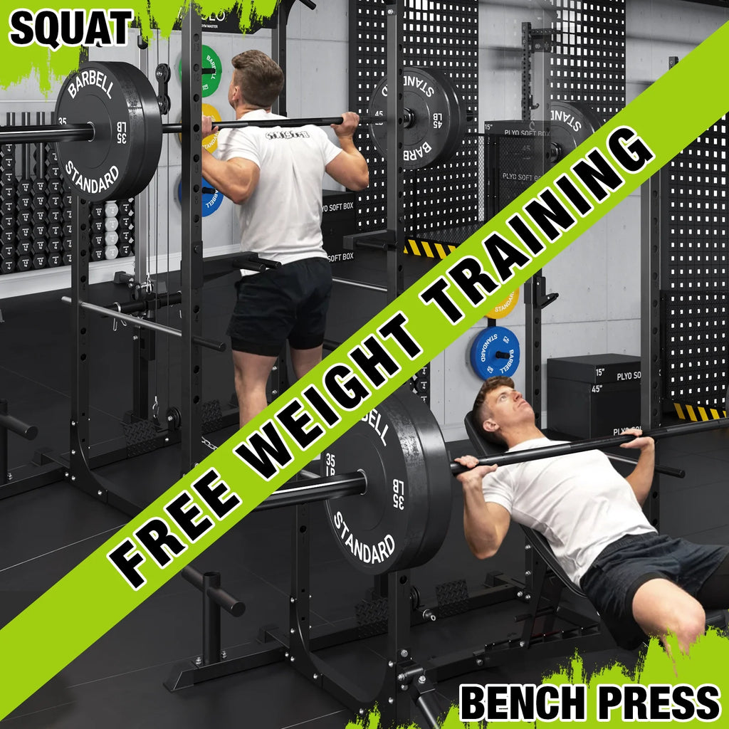 1200LBS Capacity Power Rack with LAT Pulldown System N9474