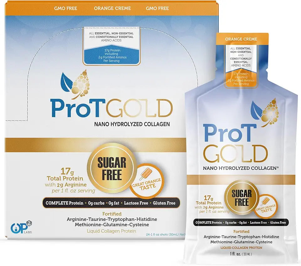 Liquid Collagen Protein Shot, 17g Grass Fed Collagen, Orange Creme, 1 fl oz, 24 Pack C460