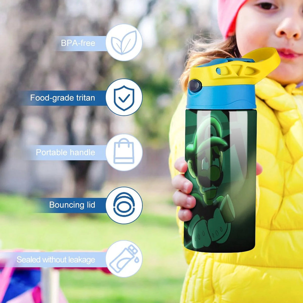 Insulated Stainless Steel Water Bottle with Straw U26385