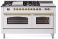 White Dual Fuel Propane Gas Range with Brass Trim O89373