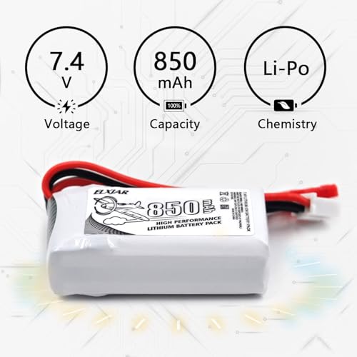 7.4V 850mAh LiPo Battery with JST Plug I1399