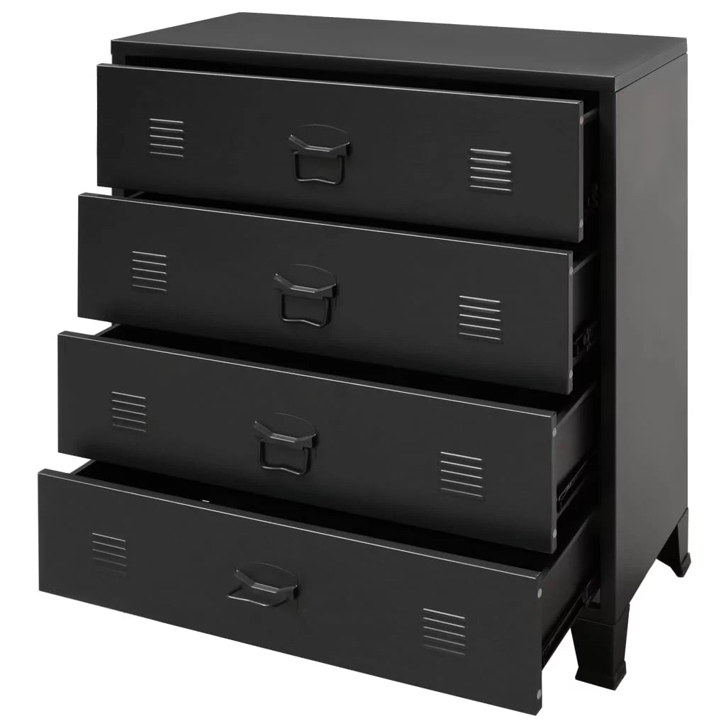 Black 4 Drawer Metal Dresser H977