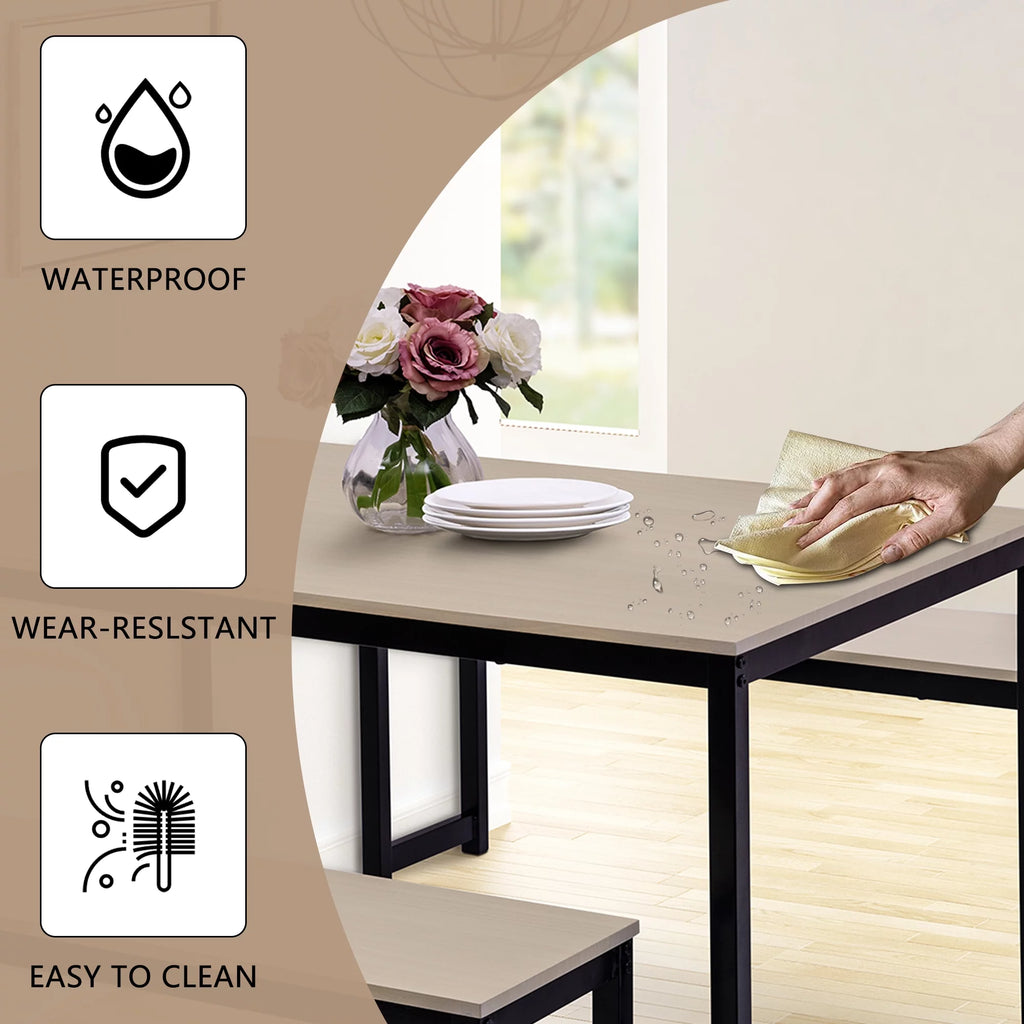 3 Pieces Dining Table Set with 2 Benches M6481