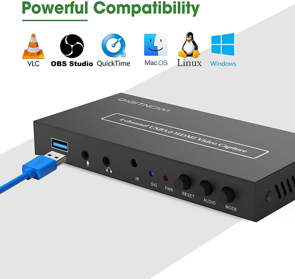 4 Channel USB3.0 HDMI Video Capture Card, 1080P 60fps Q62811