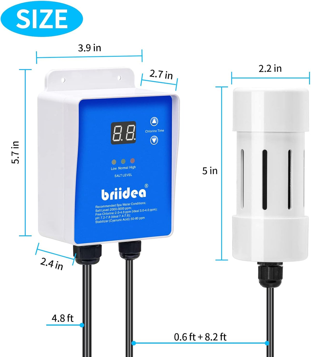 Salt Chlorine Generator for Hot Tubs & Swim Spas, Up to 2000 Gallons Z220993