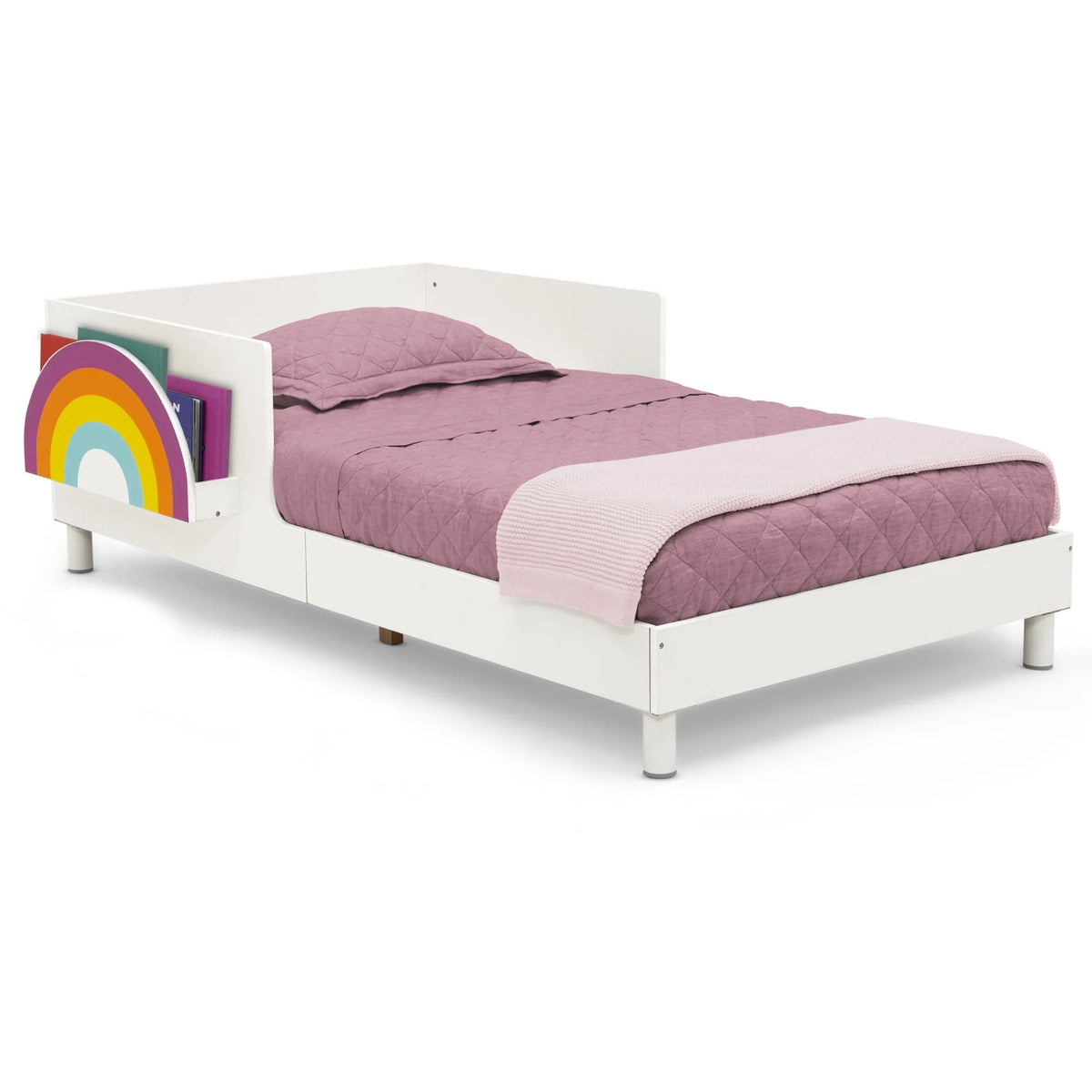 White Toddler Bed with Interchangeable Shelf W742940