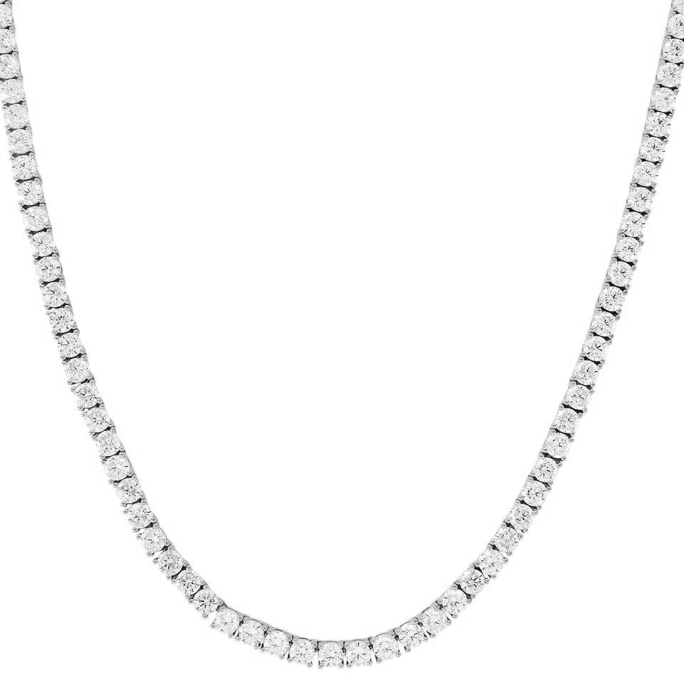 14K White Gold Finish Tennis Chain Necklace 24" O11801