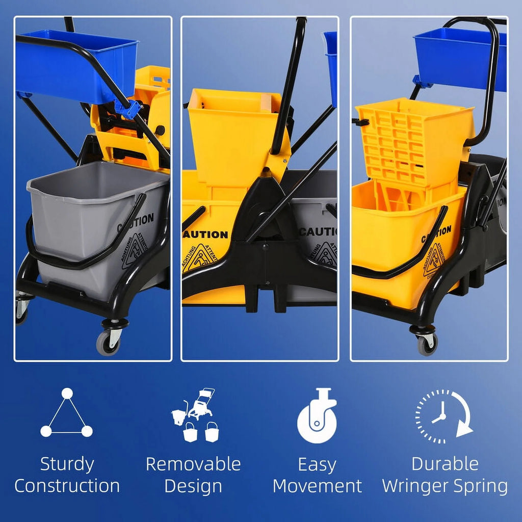 Wringer Bucket Cart with Side Press Wringer and Mop Holder Q996797