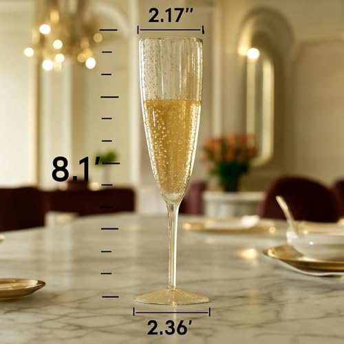 6 Oz Gold Glitter Plastic Champagne Glasses 24 Pack Q147