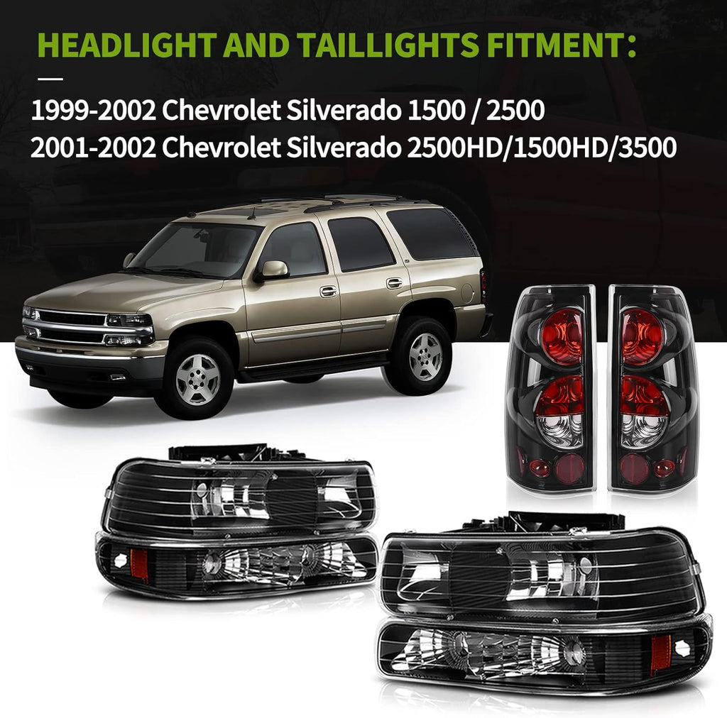 Headlight Assembly and Taillights for Chevy Silverado 1500 2500 R692244