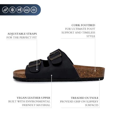 Men's Sandals with Adjustable Buckle Straps and Cork Footbed L835