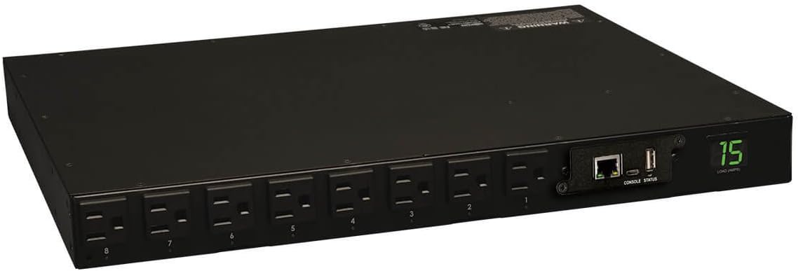 Metered PDU, 15A, 13 Outlets, 120V, 15 ft. Cord, 1U Rack-Mount Power G30410
