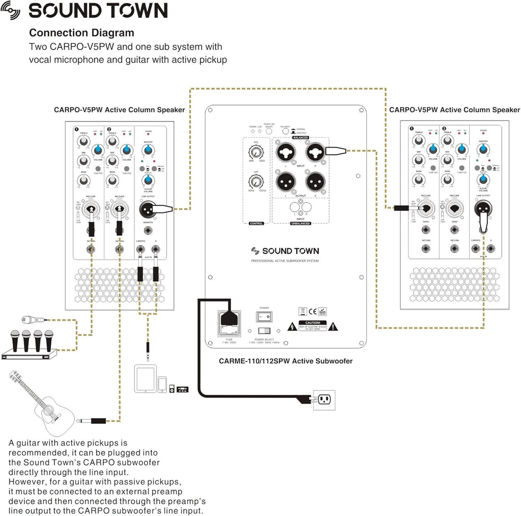 Pair of Powered Column Speakers with Speaker Stands Y848509