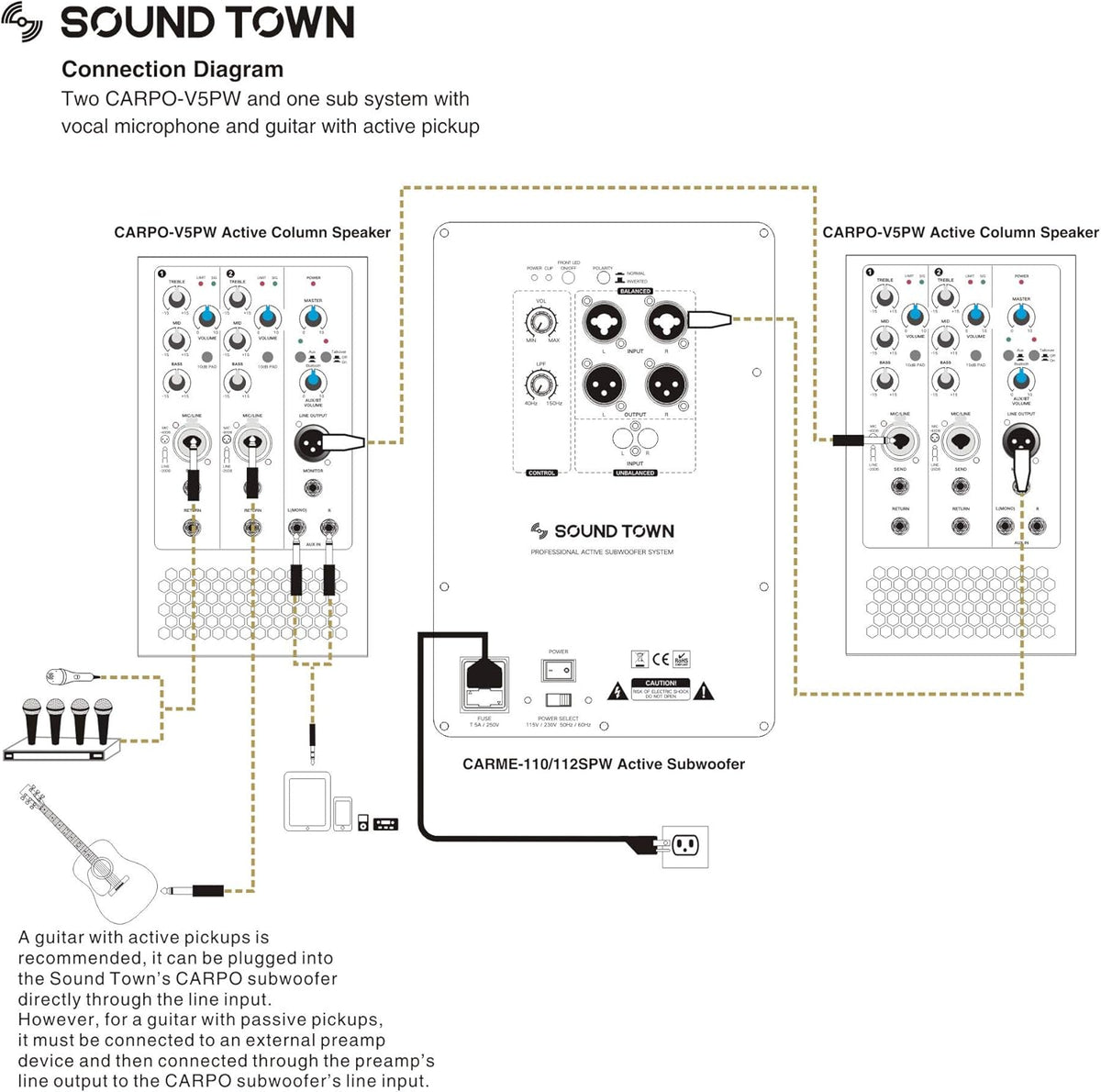Pair of Powered Column Speakers with Speaker Stands Y848509