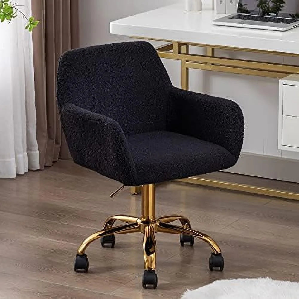 Faux Fluffy Swivel Upholstered Red Armchair with Wheels P338690