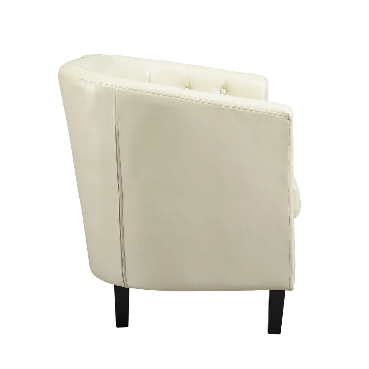 Cream Faux Leather Barrel Loveseat E640