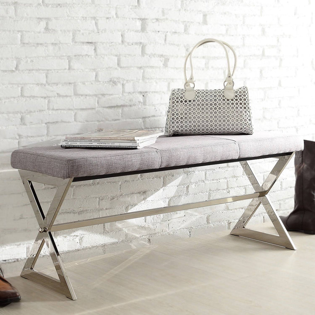 Grey Linen X-Base Bench O99019